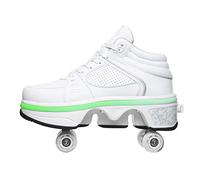 YXHUI Patin A Roulette Femme Homme Roller Quad Adulte Roller 4 Roues Enfant LED Patins À roulettes Garçon Fille, Roller Chaussures De Skateboard Baskets,Silver-EU42/UK7.5