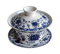 YXHUPOT Gaiwan Ensemble de tasses à thé Sancai en porcelaine Bleu/blanc 200 ml