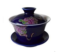 Yxhupot Gaiwan Tasses à thé en porcelaine bleue et blanche 150 ml