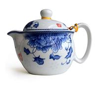 Yxhupot Théière 350 m en porcelaine bleue en acier inoxydable avec infuseur à thé