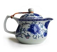 Yxhupot Théière 425 g en porcelaine de Chine en acier inoxydable Motif floral Bleu Blanc