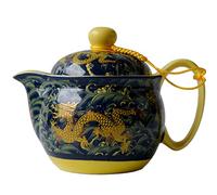 Yxhupot Théière en porcelaine de Chine 355 ml avec infuseur de filtration en acier inoxydable bleu marine pour thé en vrac (bleu marine)