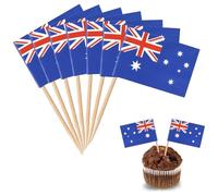 YXHZVON 100 Pièces Drapeaux Australie Cure-Dents, Mini Bâton de Cocktail Drapeau pour Sandwich Nourriture Cupcake Toppers Vaisselle Fruits Pub Fête Décoration