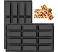 YXHZVON 2 PCS Moules Pour Barres De Céréales, 12 Cavités Moule Silicone Rectangulaire, Anti-adhésif Moule à Chocolat pour truffe, pain, muffin, brownie, pain de maïs, cheesecake et savon (Noir)