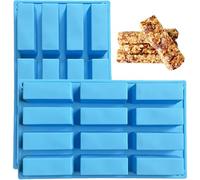 YXHZVON 2 PCS Moules Pour Barres De Céréales, 12 Cavités Moule Silicone Rectangulaire, Anti adhésif Moule à Chocolat pour truffe, Pain, Muffin, Brownie, Pain de maïs, Cheesecake et Savon (Blau)
