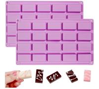YXHZVON 2 Pièces Moule Silicone Barre de Céréales, 20 Cavités Moules à Chocolat en Silicone, AntiadhéSifs Moule Rectangulaires pour Pain, Gâteaux, Barres de Chocolat, Puddings et Biscuitsts(Violet)