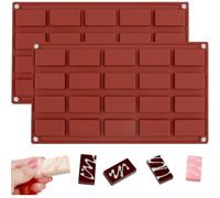 YXHZVON 2 Pièces Moule Silicone Barre de Céréales, 20 Cavités Moules à Chocolat en Silicone, AntiadhéSifs Moule Rectangulaires pour Pain, Gâteaux, Barres de Chocolat, Puddings et Biscuitsts(Rojo)