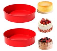 YXHZVON 2Pcs Moule Gateau Silicone Rond 25 cm，Antiadhésif Moule à Manqué Dégagement Rapide，Moule Silicone Patisserie Rond pour la Cuisson des Gâteaux Pain Pâtisserie（Rouge）