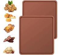 YXHZVON 2Pcs Tapis Silicone Patisserie, Tapis à Gâteau Roulé Suisse, Gâteau Antiadhésif Plateau Flexible et Rebord pour Mousse,Fruits secs,Viande séchée (Marron)