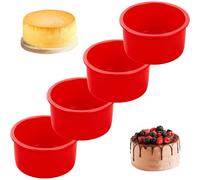 YXHZVON 4Pcs Moule Gateau Silicone Rond 10 cm, Antiadhésif Moule à Manqué Dégagement Rapide, Moule Silicone Patisserie Rond pour la Cuisson des Gâteaux Pain Pâtisserie（Rouge）