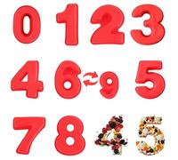 YXHZVON 9 Pièces Moule à Gâteau Number, 3D en Silicone Numérique, 25cm Moule Number Cake Grand Format 0-8 Pour Anniversaire et Anniversaire de Mariage(Rouge)
