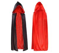 YXHZVON Cape à capuche d'Halloween, cape de vampire à capuche sorcière accessoires de cosplay, cape de vampire réversible unisexe à capuche noire et rouge, costumes de cosplay (120 cm)