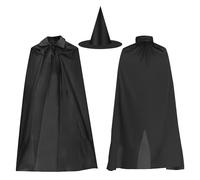YXHZVON Halloween Longue Cape et Chapeau, Cape et Chapeau de Sorcière Cape de Vampire, Cape du Magicien D'Halloween pour Enfant Garçons Filles Cosplay Party(120cm)