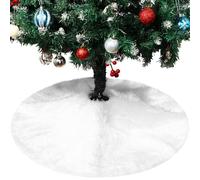 YXHZVON Jupe De Sapin De Noël Blanc, Tapis De Sapin Blanc Peluche, Couvre Pied Sapin Noël Rond, White Christmas Tree Skirt pour Fête Arbre de Noël Décoration(122cm)