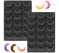YXHZVON Lot de 2 Moules en Silicone pour 3D Croissants à la Vanille, 18 Mini Cavités Forme de Lune, Moule à Chocolat Moon Vanilla pour Chocolats et Biscuits (Noir)