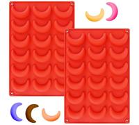 YXHZVON Lot de 2 Moules en Silicone pour 3D Croissants à la Vanille, 18 Mini Cavités Forme de Lune, Moule à Chocolat Moon Vanilla pour Chocolats et Biscuits (Rouge)