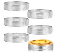 YXHZVON Lot de 6 Cercle a Patisserie, 10cm Cercle à Gâteau Rond en Acier Inoxydable, Cercles à Gâteau avec Petits Trous Ronds pour Gâteaux Pâtisseries Muffins