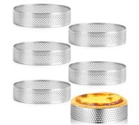 YXHZVON Lot de 6 Cercle a Patisserie, 8cm Cercle à Gâteau Rond en Acier Inoxydable, Cercles à Gâteau avec Petits Trous Ronds pour Gâteaux Pâtisseries Muffins