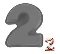 YXHZVON Moule à Gâteau Number 2, Moules Chiffre Cake, Grands Moules à Gâteau 3D en Silicone, Moules à Forme Spécifique Forme de Chiffre Convient pour Anniversaires, Fêtes (Gris)