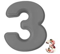 YXHZVON Moule à Gâteau Number 3, Moules Chiffre Cake, Grands Moules à Gâteau 3D en Silicone, Moules à Forme Spécifique Forme de Chiffre Convient pour Anniversaires, Fêtes (Gris)
