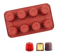YXHZVON Moule Silicone Cannelé 8 Cavité, Antiadhésifs Moule a Chocolat, Sans BPA, Moule à Cannelés Silicone Pour Chocolat, Gelée, Pudding, Mousse (Rouge)