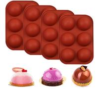 YXHZVON Moules à Chocolat en Semi-sphériques, 4 Pièces Moule en Silicone Demi Sphere, Moule Silicone Pâtisserie pour Chocolat, Gâteau, Gelée, Mousse de Dôme,Rouge
