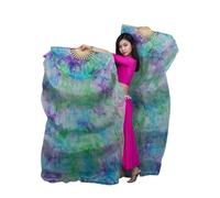 YXINAER 1 Paire d'éventails en Soie dégradé de Couleurs for Danse du Ventre, voiles Teints for Femmes Éventail De Danse du Ventre(Blue,3XL-280x90Real Silk)