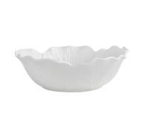 YXINAER Bol à Fruits Moderne Flower Ceramic Bowl Pure White Creative Cabbage Relief Tableware Fruit and Vegetable Salad(9 inch-bowl)