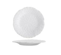 YXINAER Bol à Fruits Moderne Flower Ceramic Bowl Pure White Creative Cabbage Relief Tableware Fruit and Vegetable Salad(10.25-inch flat disc)