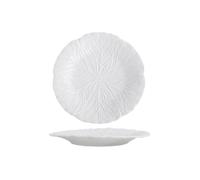 YXINAER Bol à Fruits Moderne Flower Ceramic Bowl Pure White Creative Cabbage Relief Tableware Fruit and Vegetable Salad(8.25-inch flat disc)