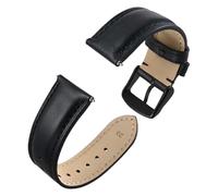 YXINAER Bracelet de montre en cuir synthétique avec coutures for homme, 18 mm, 20, 22, classique, boucle acier inoxydable Bracelet Montre Homme(Black-Black Buckle,20mm)