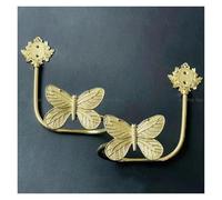 YXINAER Crochet de Rideau en Laiton Crochet de Rideau Mural entièrement en cuivre, Boucles Forme d'arc d'orchidée, Supports décoration montés(N Pair)