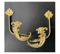 YXINAER Crochet de Rideau en Laiton Crochet de Rideau Mural entièrement en cuivre, Boucles Forme d'arc d'orchidée, Supports décoration montés(H Pair)