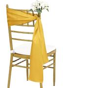 YXINAER Rubans pour Chaises de Mariage Lot de 10/50 nœuds Chaise en Satin, Rubans à Nouer for Mariage, fêtes, hôtels, banquets et décoration intérieure(Gold,50pcs)