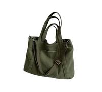 YXINAER Sac Velours Cotelé Femme Sac à bandoulière décontracté for Femme, Design Simple, Grande capacité, Sac à poignée en Velours côtelé, Sac fourre-Tout à bandoulière(Green)