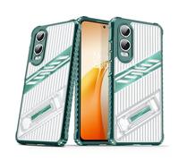 YXINDAFU Transparente Antichoc Coque pour OnePlus Nord CE 4 Lite 5G,avec Support Pliable Invisible,Étui Housse Anti-Rayures PC + TPU Silicone Bumper - Vert