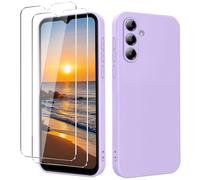 YXKJ - Coque pour Samsung Galaxy A57 5G, avec 2 Verre trempé Protection écran, Housse de Protection en Silicone Souple, Etui Toucher de Peau Fin et Liquide - Violet Clair