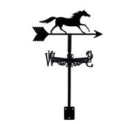 YXKJHH Girouette de Jardin Noire en Forme de Cheval Courant, indicateur de Direction du Vent avec Support de Toit, décoration de Jardin rétro créative pour la Maison, Cadeau