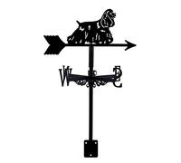 YXKJHH Girouette en métal Black Hound avec Support de Toit, Forme rétro de Renard et de Husky sibérien, indicateur de Direction du Vent, décoration créative en Acier Inoxydable pour la ma