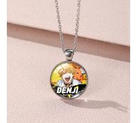 (YXL4) Collier Geeky Man à la tronçonneuse Pendentif original en alliage et en verre pour les fans et