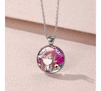 (YXL6) Collier homme geek à la tronçonneuse pendentif original en alliage et verre pour les fans et