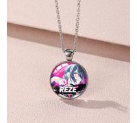 (YXL9) Collier Geeky Chainsaw Man Pendentif original en alliage et en verre pour les fans et les collectionneurs