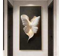 YXLLGS 3D Decoration Murale, Deco Murale, Tableau Décoratif Papillon en Grès, Cadre en Alliage D'aluminium, Idéal pour L'entrée, Le Salon ou la Chambre à Coucher(Gold,40x80cm/15x31in)