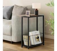 YXLLGS Table D'appoint Étroite Mobile à roulettes, 2 Niveaux avec Panier de Rangement, Style Industriel Idéal pour Salon Et Chambre à Coucher Petits Espaces(58x22x60cm/22x8x23in)