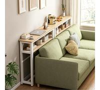 YXLLGS Table de Canapé Derrière Le Canapé, Table de Rangement à 2 Niveaux avec Cadre en Métal, Table D'entrée Fine de 20 cm de Large for Salon, Couloir, Hall D'entrée(White,80x20x100cm/31x7x39in)