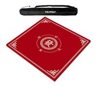 YXLYFDLY Tapis de mahjong carré avec sac de transport noir, antidérapant et résistant à l'usure, tapis de table pour mahjong, paigow, poker et jeu de carrelage (rouge, 60 cm)