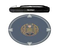 YXLYFDLY Tapis de Mahjong rond épais et antidérapant avec sac de transport, tapis de jeu à domicile pour mahjong, poker, cartes, société, jeux de carrelage (bleu foncé, 110 cm)