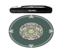 YXLYFDLY Tapis de Mahjong rond épais et antidérapant avec sac de transport, tapis de jeu à domicile pour mahjong, poker, cartes, société, jeux de carrelage (vert, 100 cm)