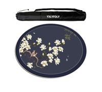 YXLYFDLY Tapis de Mahjong rond silencieux et réduction du bruit avec envers en caoutchouc - Grand tapis de jeu pour poker, cartes, société, jeux de carrelage (bleu marine, 70 cm)