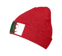 YXLymxDAMAI Bonnet tricoté drapeau de l'Algérie - Bonnet d'hiver chaud, bonnet en acrylique doux pour temps froid, utilisation en extérieur ou en intérieur, Rouge, taille unique